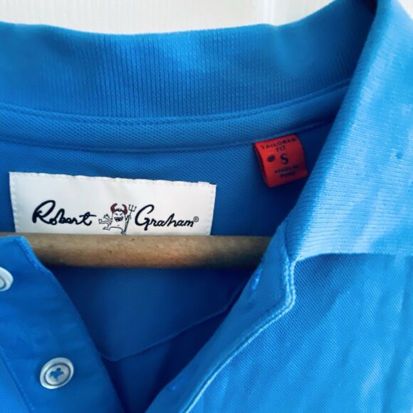 ROBERT GRAHAM Golf Polo Mens Size Small Classic Pique Shirt Devil Logo Pitchfork - Picture 5 of 12